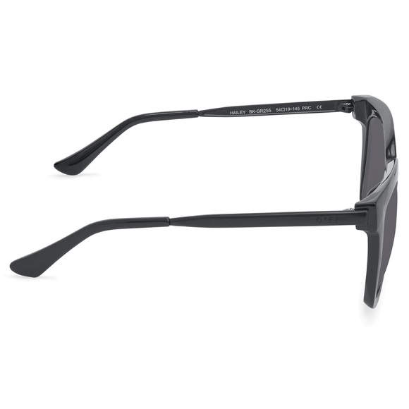 DIFF Hailey Sunglasses Shiny Black Frames Grey Lenses Square NWT - Picture 7 of 12